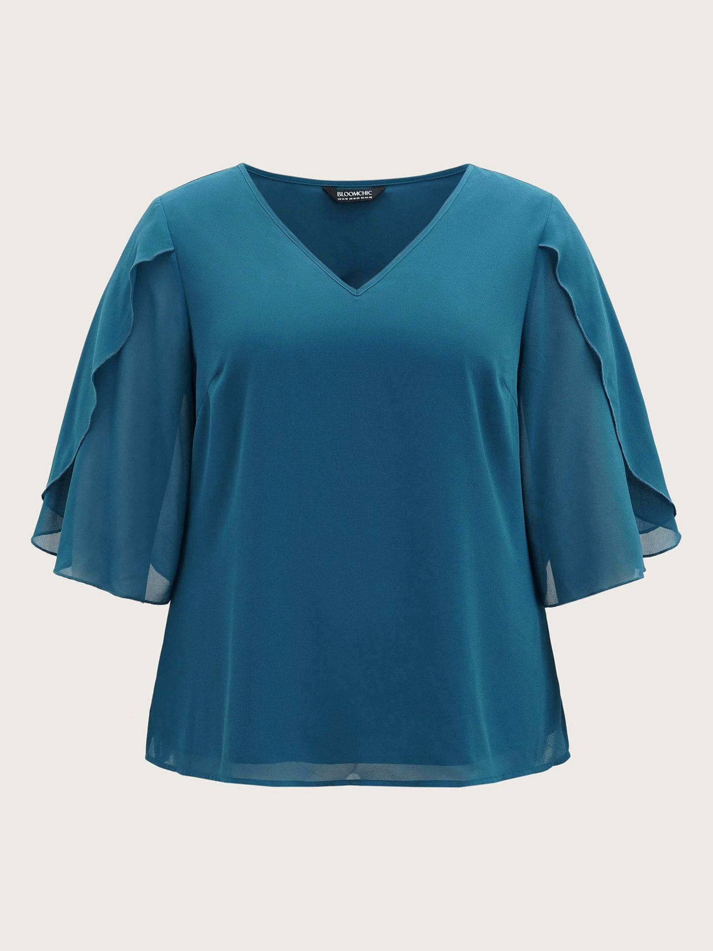 Chiffon Gathered Petal Sleeve Blouse