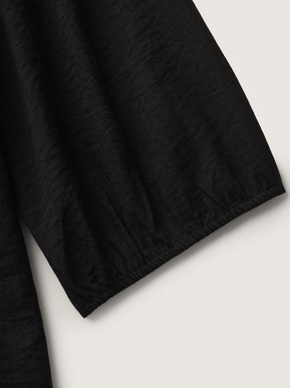 Floral Embroidered Tie Knot Lantern Sleeve Blouse