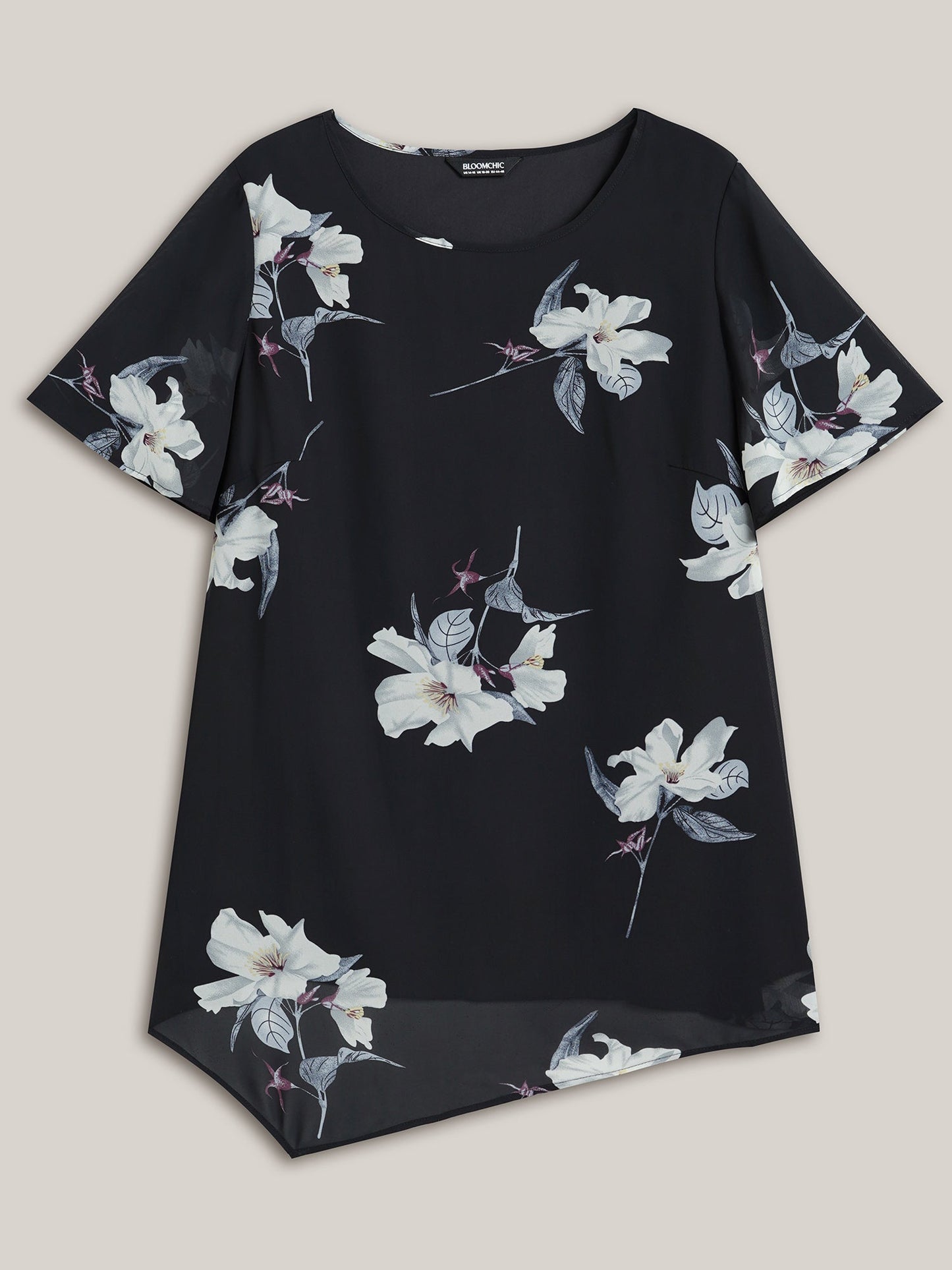Chiffon Floral Round Neck Shirt