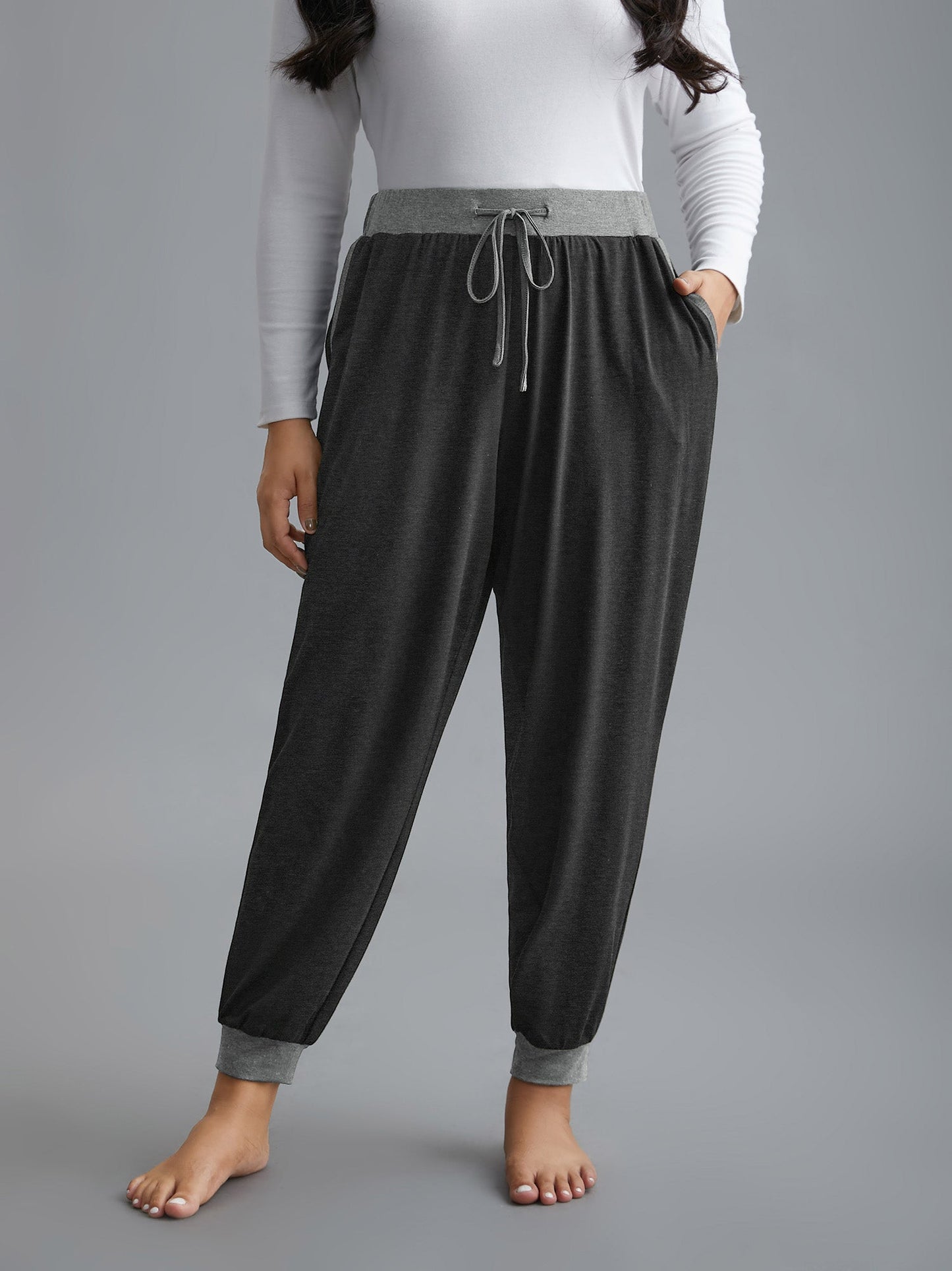 Contrast Drawstring Loungewear Bottoms