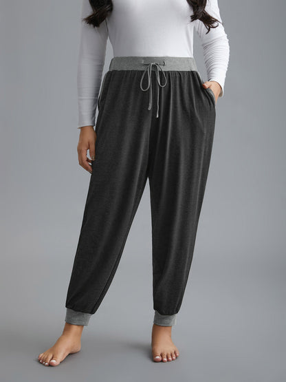 Contrast Drawstring Loungewear Bottoms