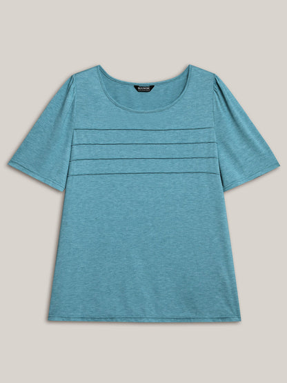 Seamed Round Neck Fitted T-Shirt