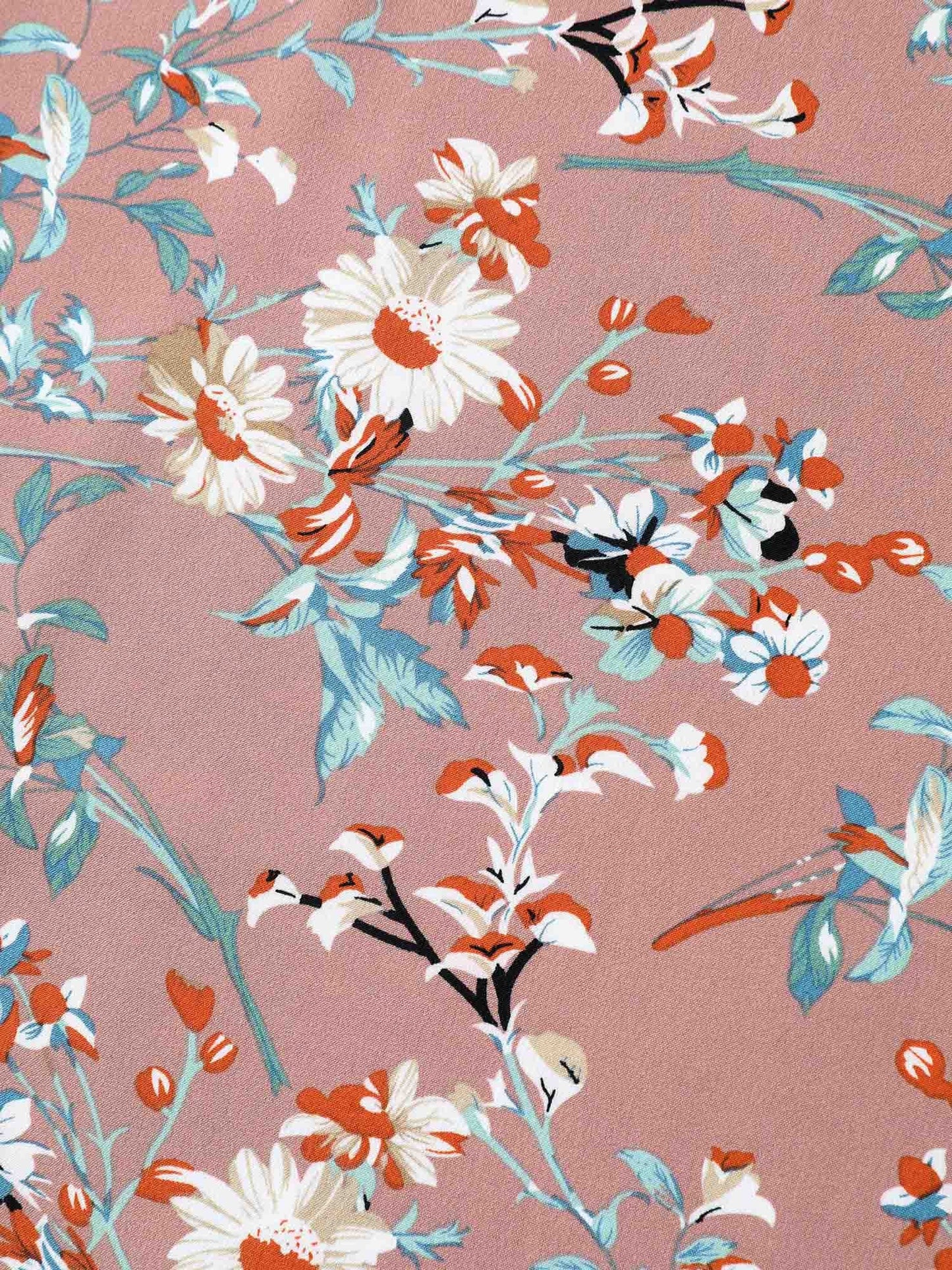 Garden Print Spliced V-Neck Blouse