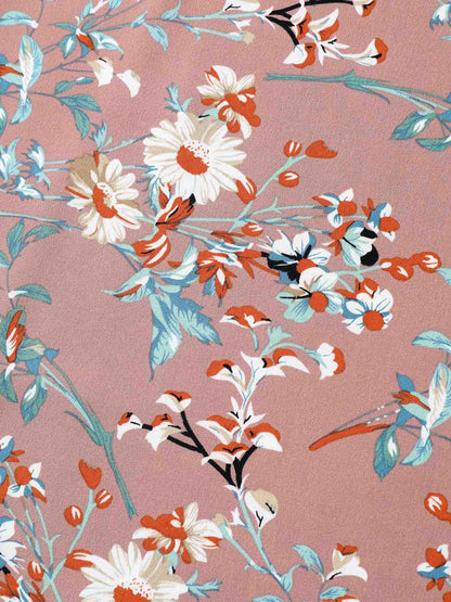 Garden Print Spliced V-Neck Blouse