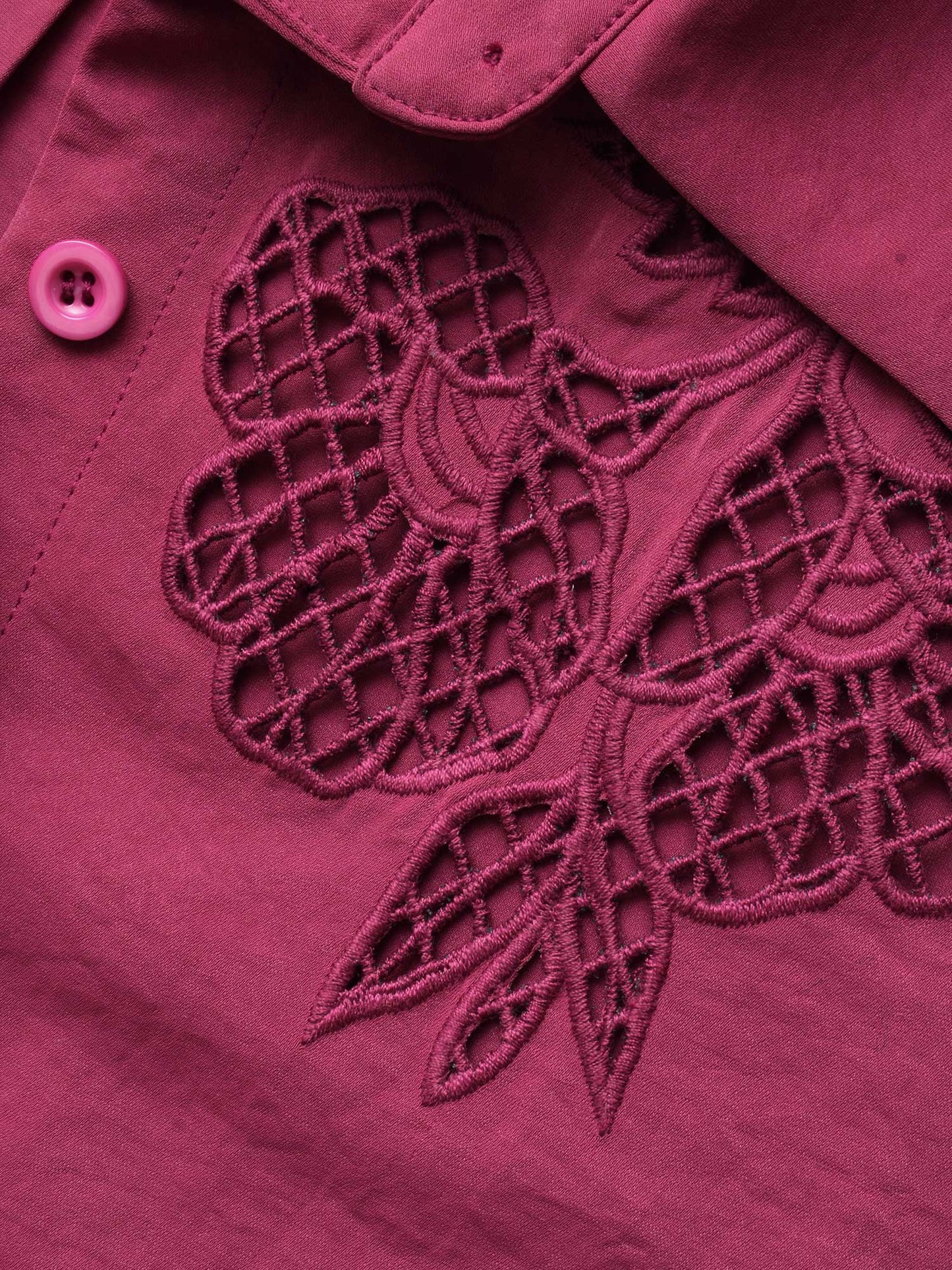 Shirt Collar Broderie Anglaise Tie Knot Blouse