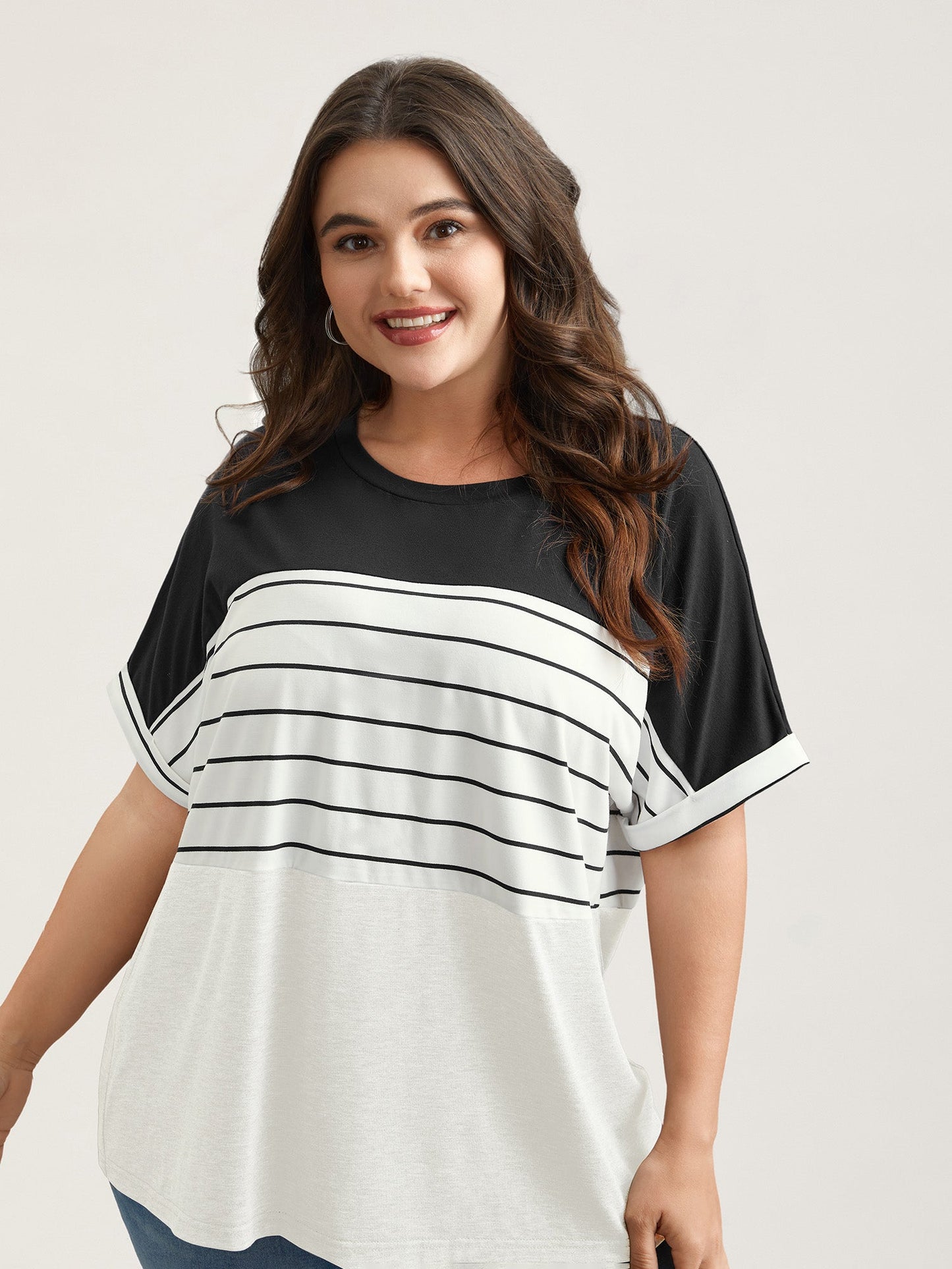 Color-Block Stretchy Stripes T-Shirt