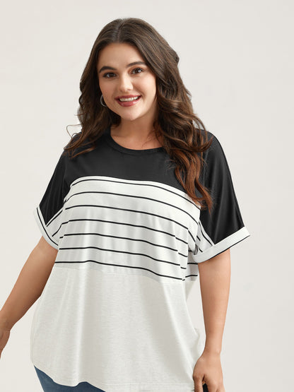 Color-Block Stretchy Stripes T-Shirt