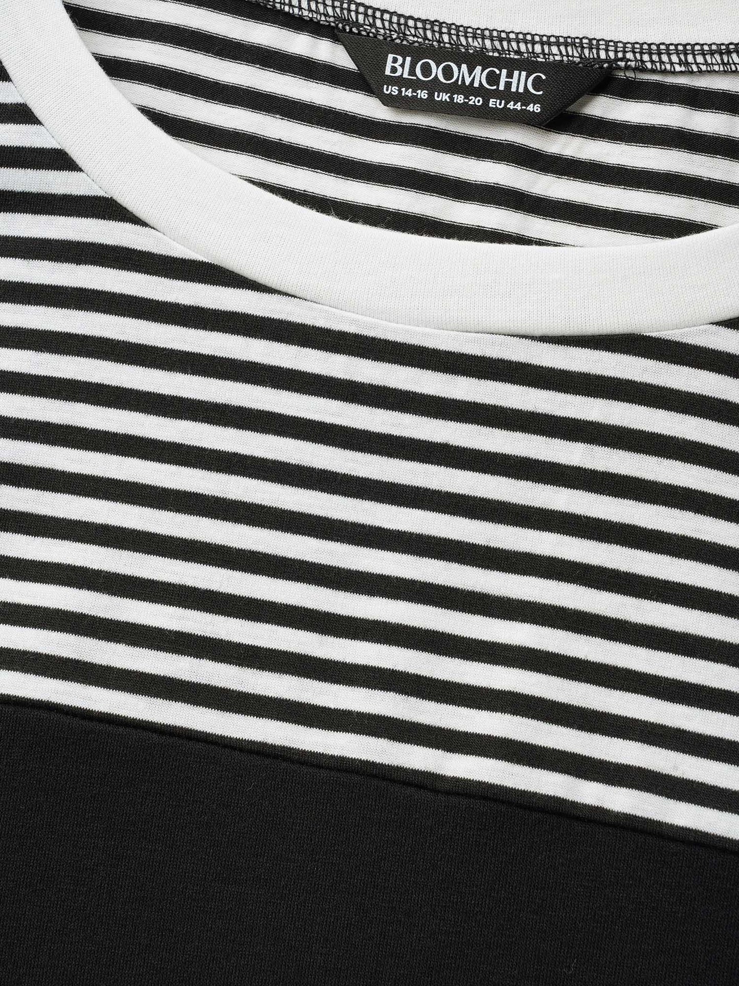 Solid and Striped Contrast Hem T-Shirt