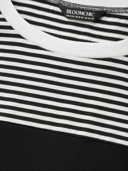 Solid and Striped Contrast Hem T-Shirt