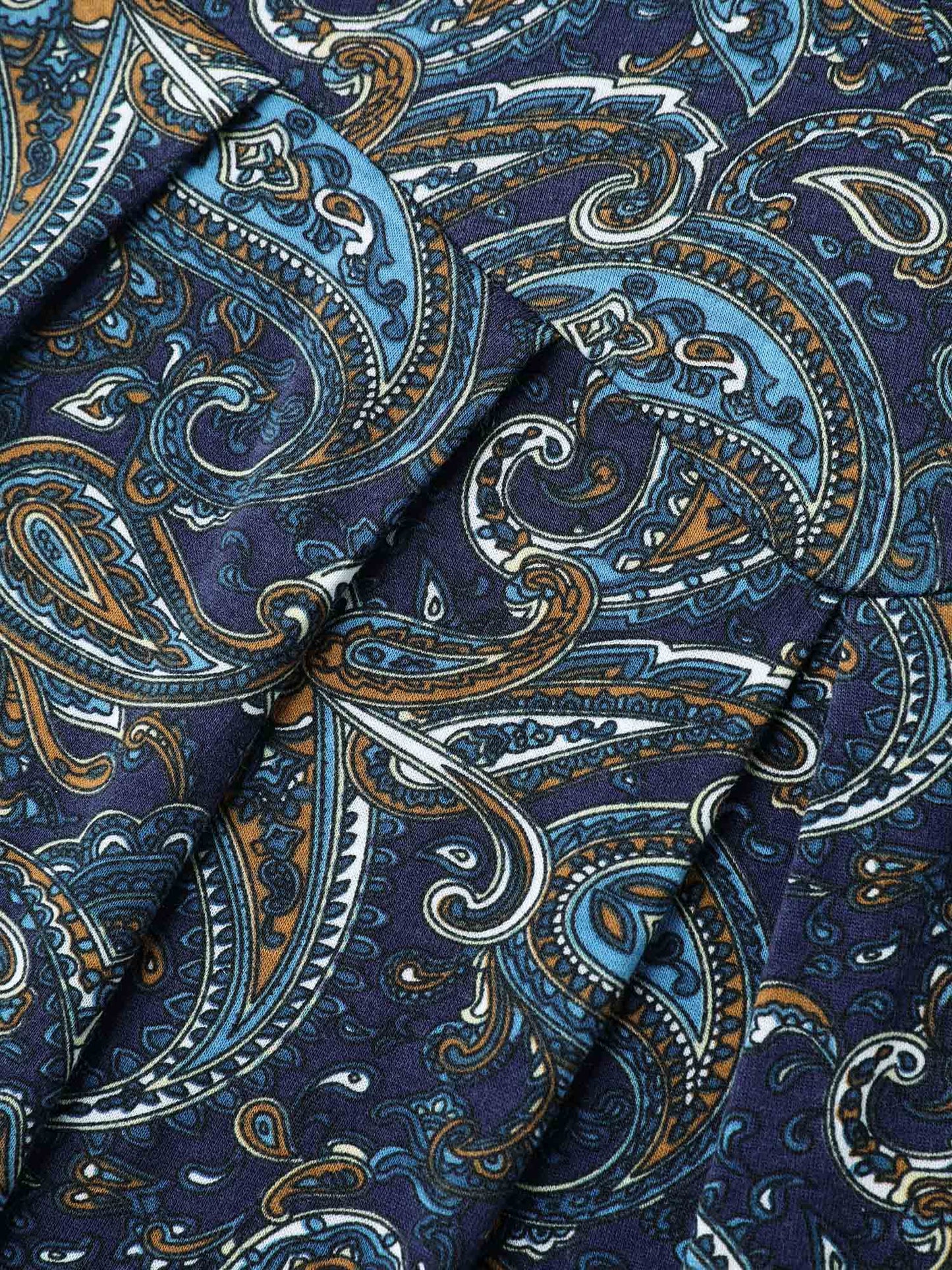 Paisley Print Neck Cut-Out Pleated Top