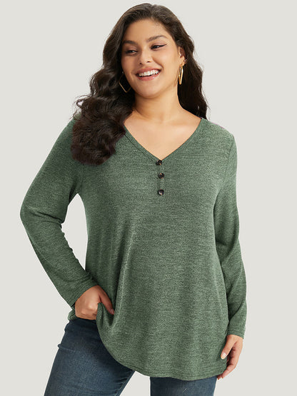 Heather Button Up Long Sleeve T-shirt