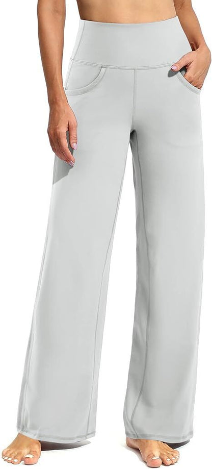 Women Wide Leg Pants with Pockets High Waist Stretch Dress Casual Swea