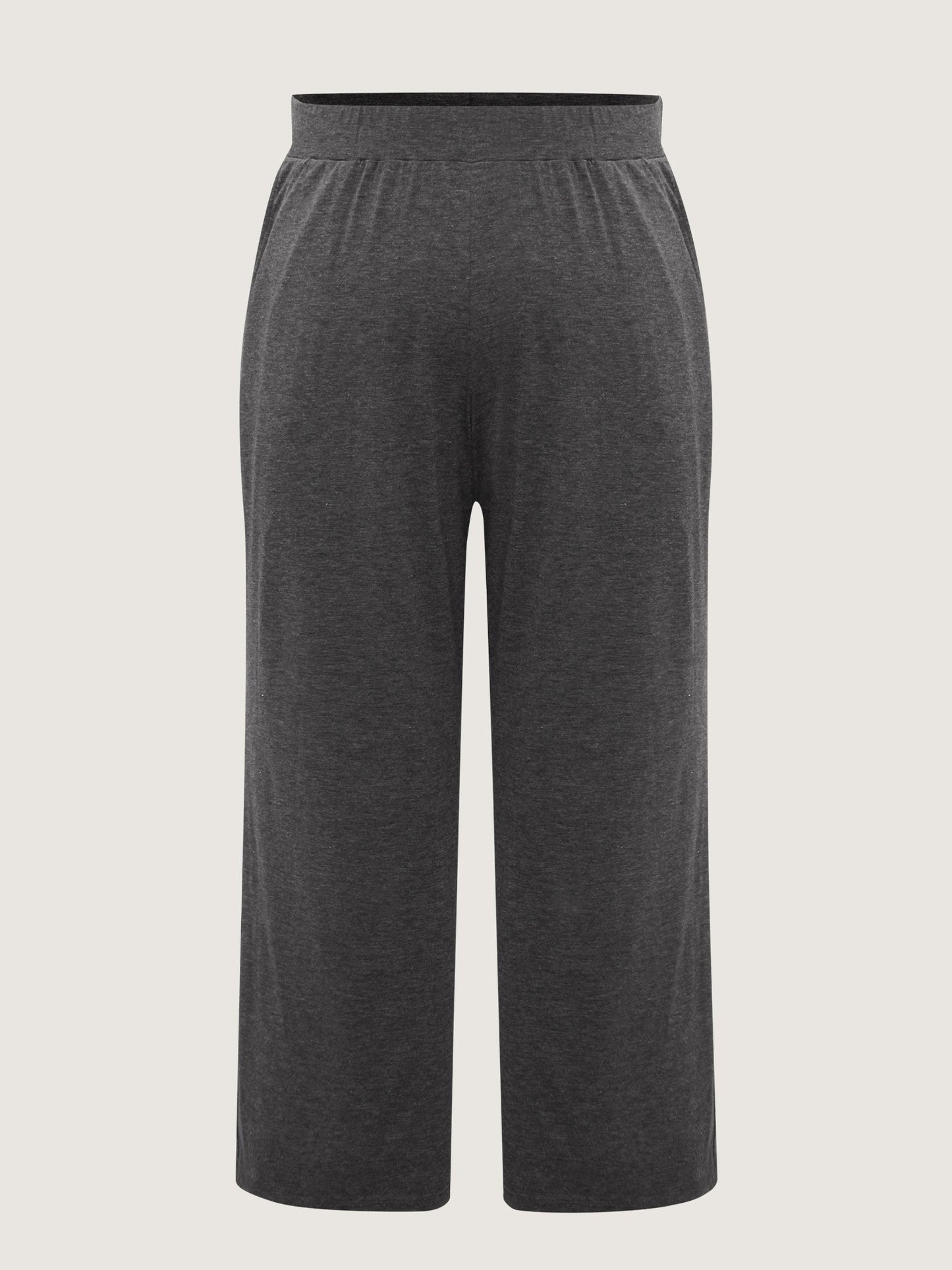 Solid Elastic Waist Wide Leg Lounge Bottoms