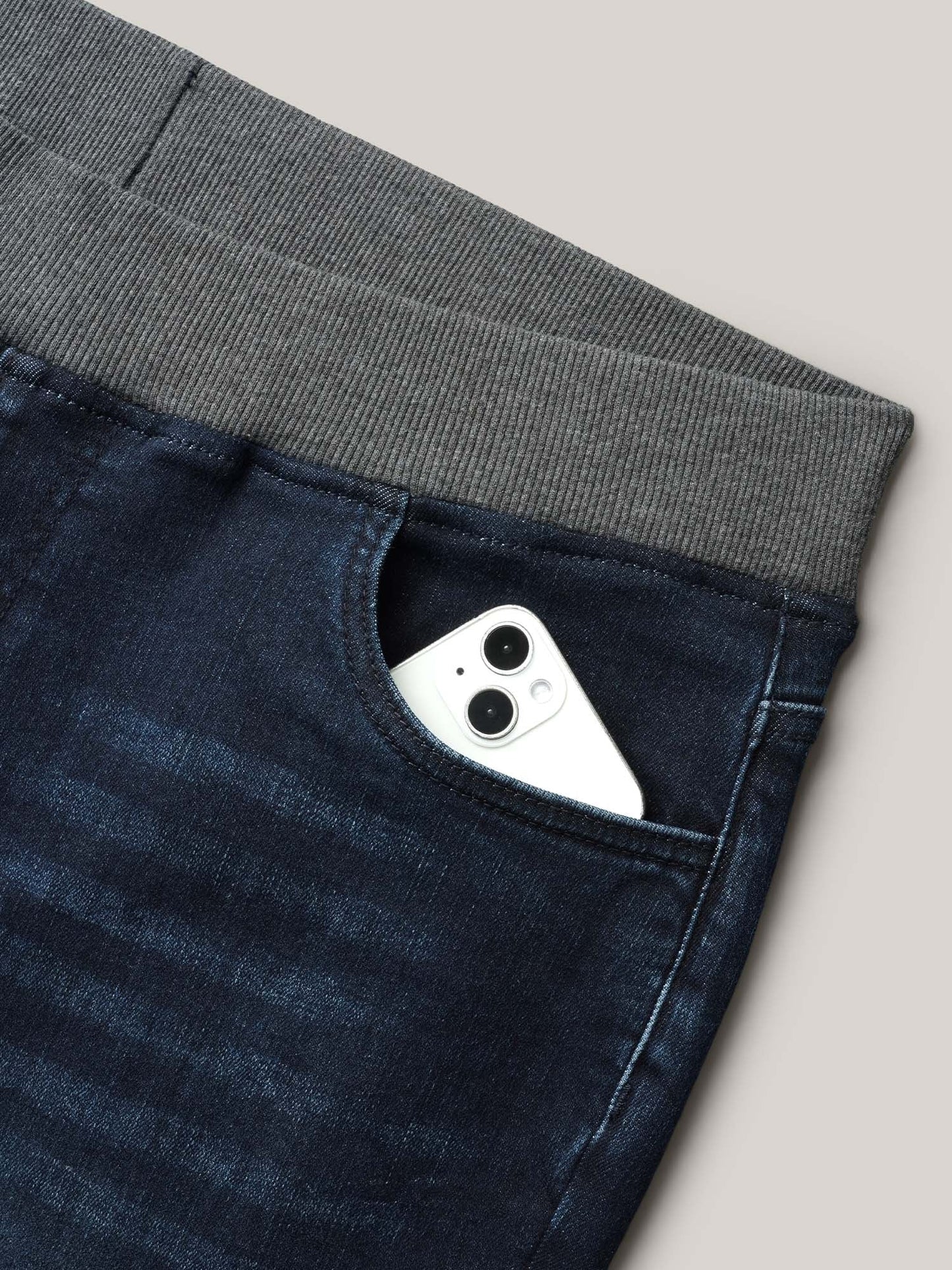 Stretchy Whiskered Waist Skinny Knit Jeans