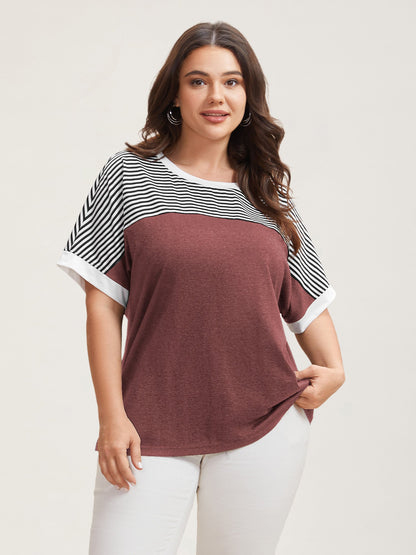 Solid and Striped Contrast Hem T-Shirt