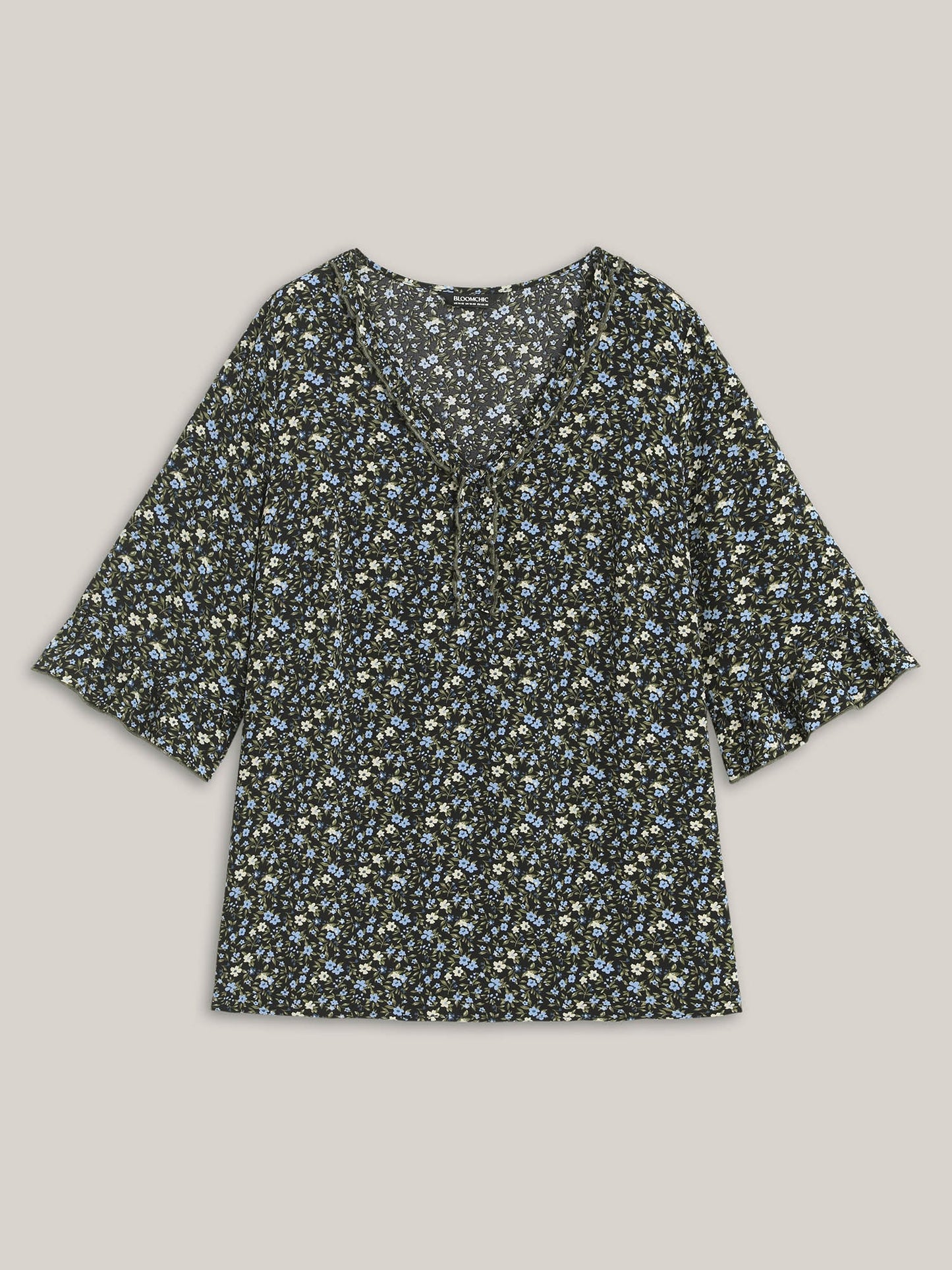 Ditsy Floral Print Frill Trim Blouse