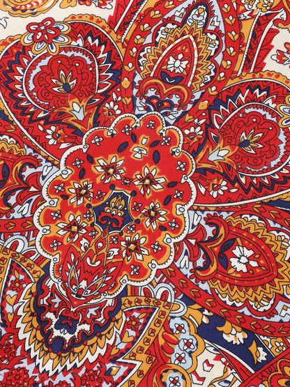 Paisley Print Round Neck Tied Shirt