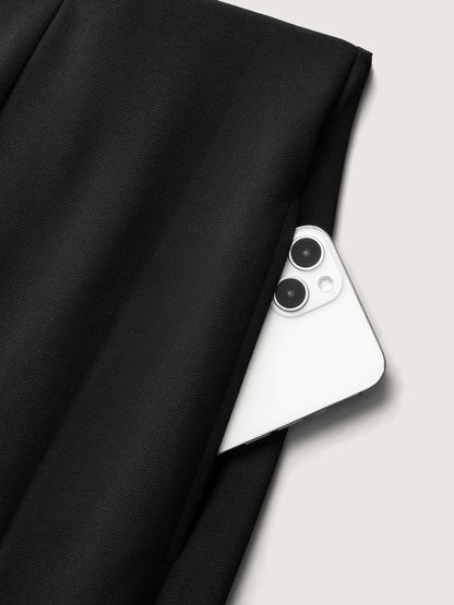 Solid Elastic Waist Pleated Wide Leg Pants