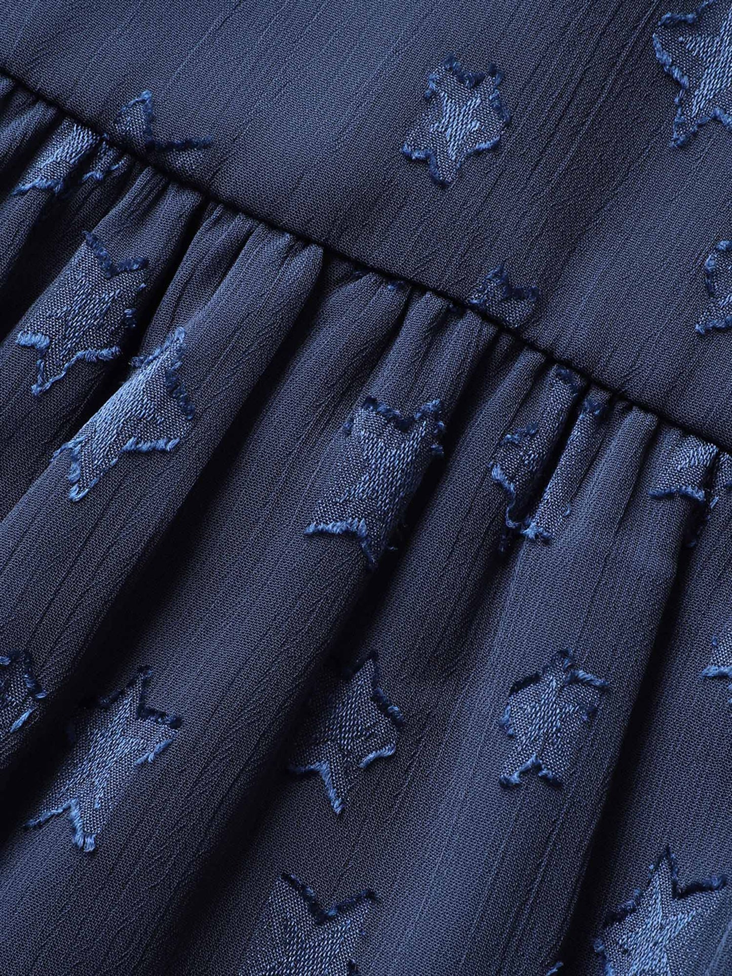 Star Mesh Gathered Ruffle Sleeve Blouse