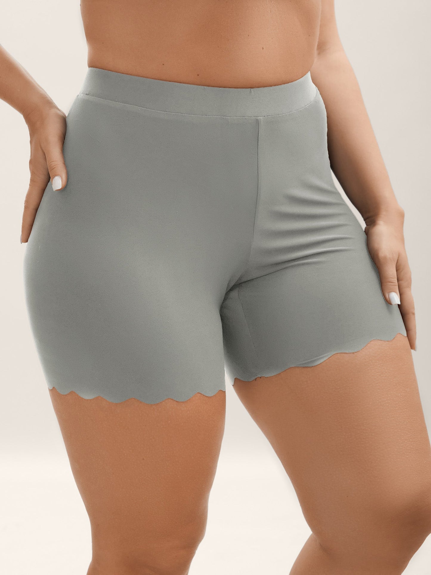 Scalloped Trim Stretchy Skinny-Fit Leggings