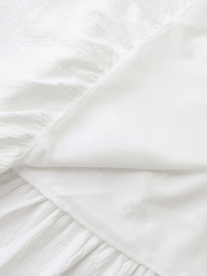 Floral Textured Solid Tiered Hem Midi Dress