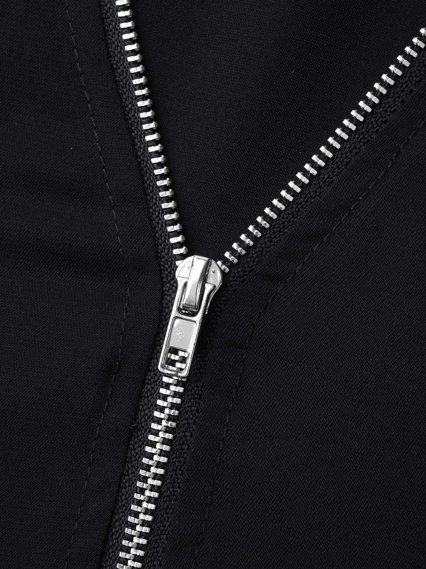 Plain V Neck Half Zip Tab Sleeve Blouse