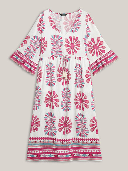 Boho Drama Sheer A-Line Midi Dress