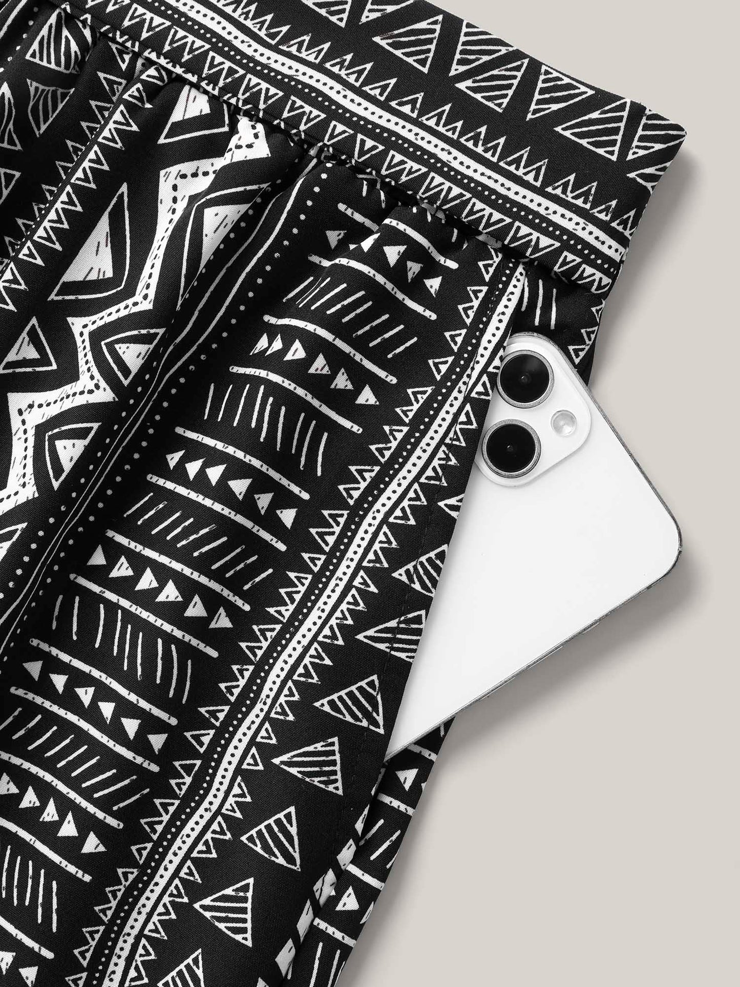 Waist-Tie Wide-Leg Boho Print Pants