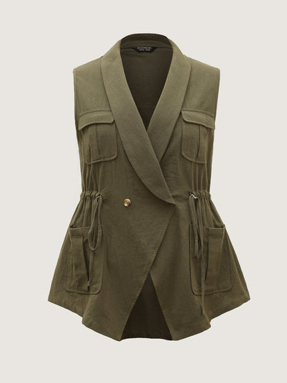 Cotton Waist Defining Drawstring Pocket Vest