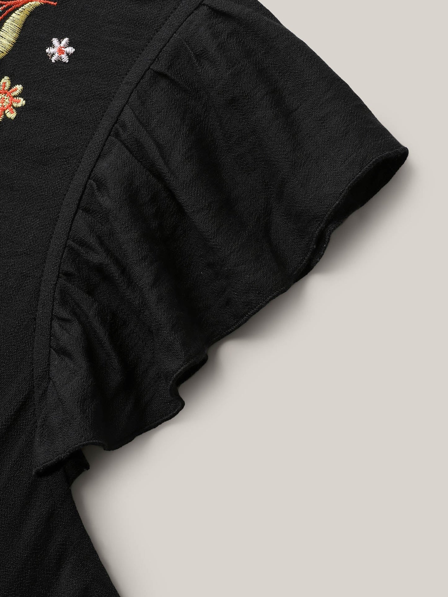 Floral Embroidered Notched Collar Midi Dress