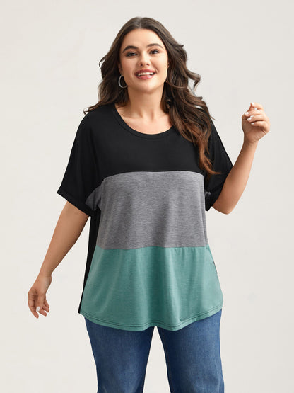 Color Block Dolman Sleeve T-Shirt