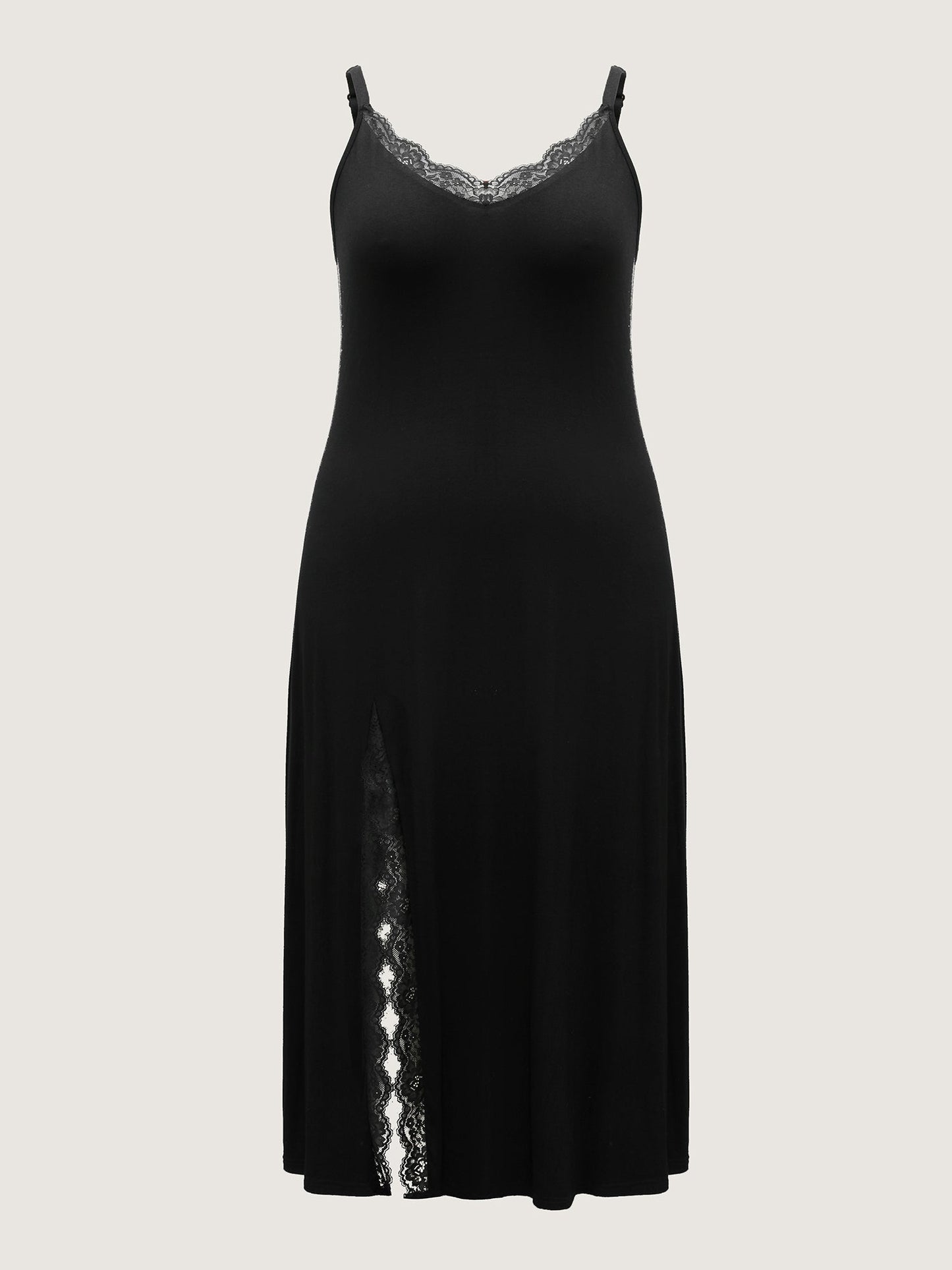 Bold High-Slit Lace Cami Sleep Dress