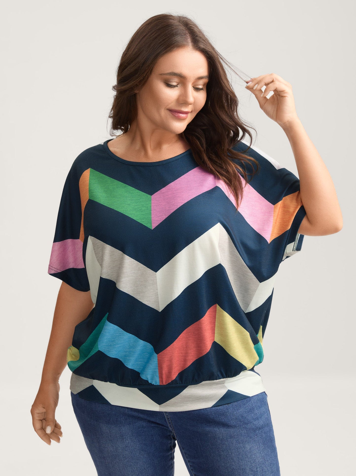 Color Block Wavy Print T-Shirt
