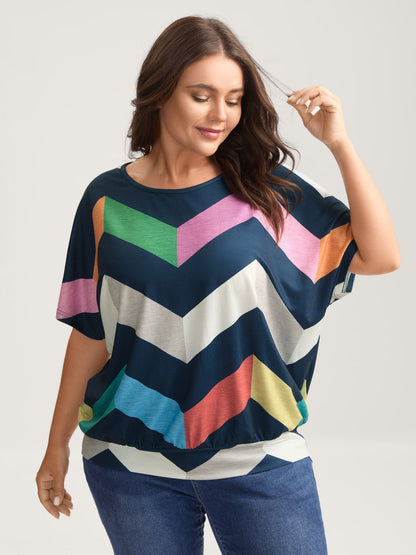 Color Block Wavy Print T-Shirt