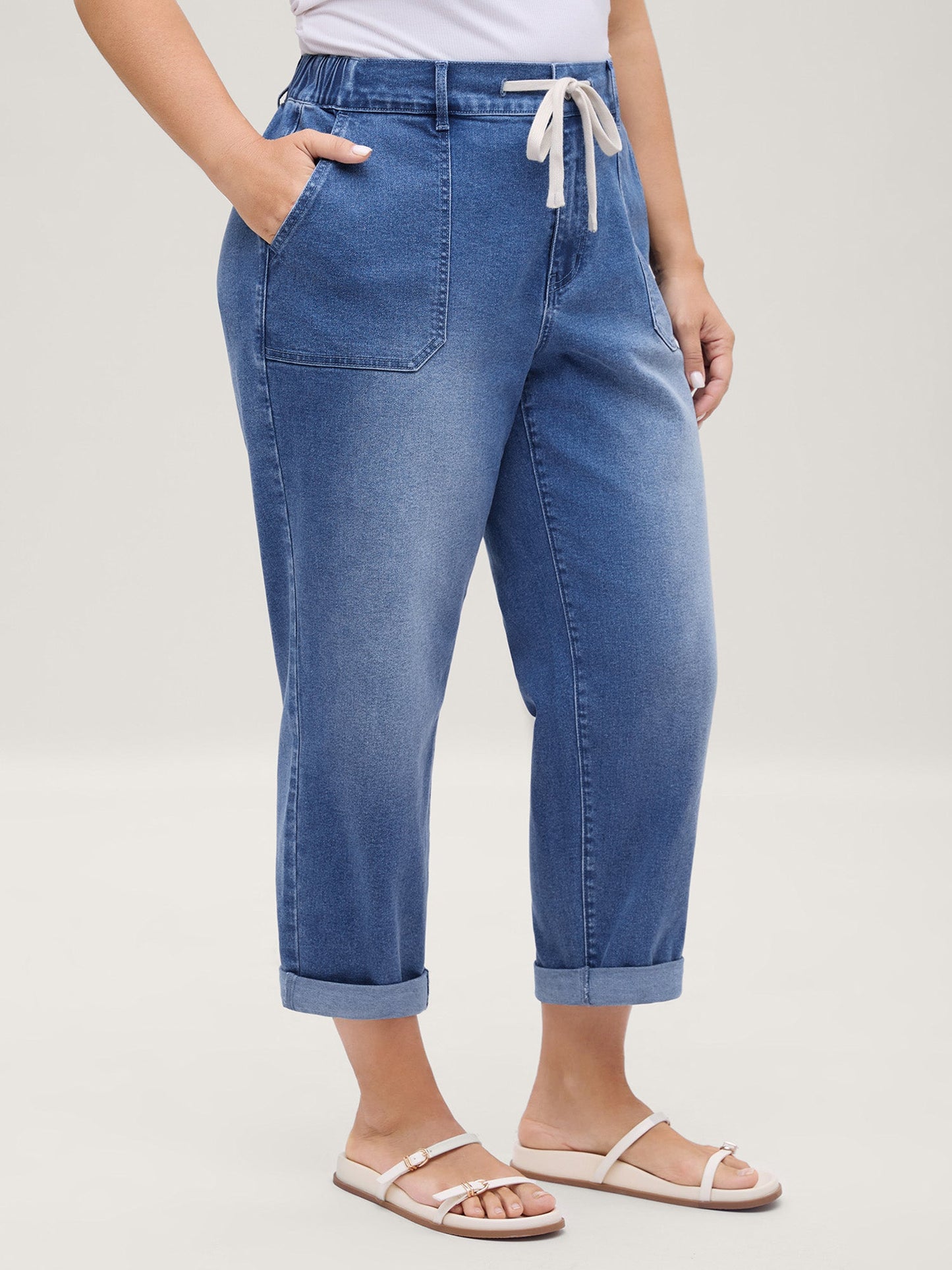 Stretch No-Gap Elastic Waist Jeans