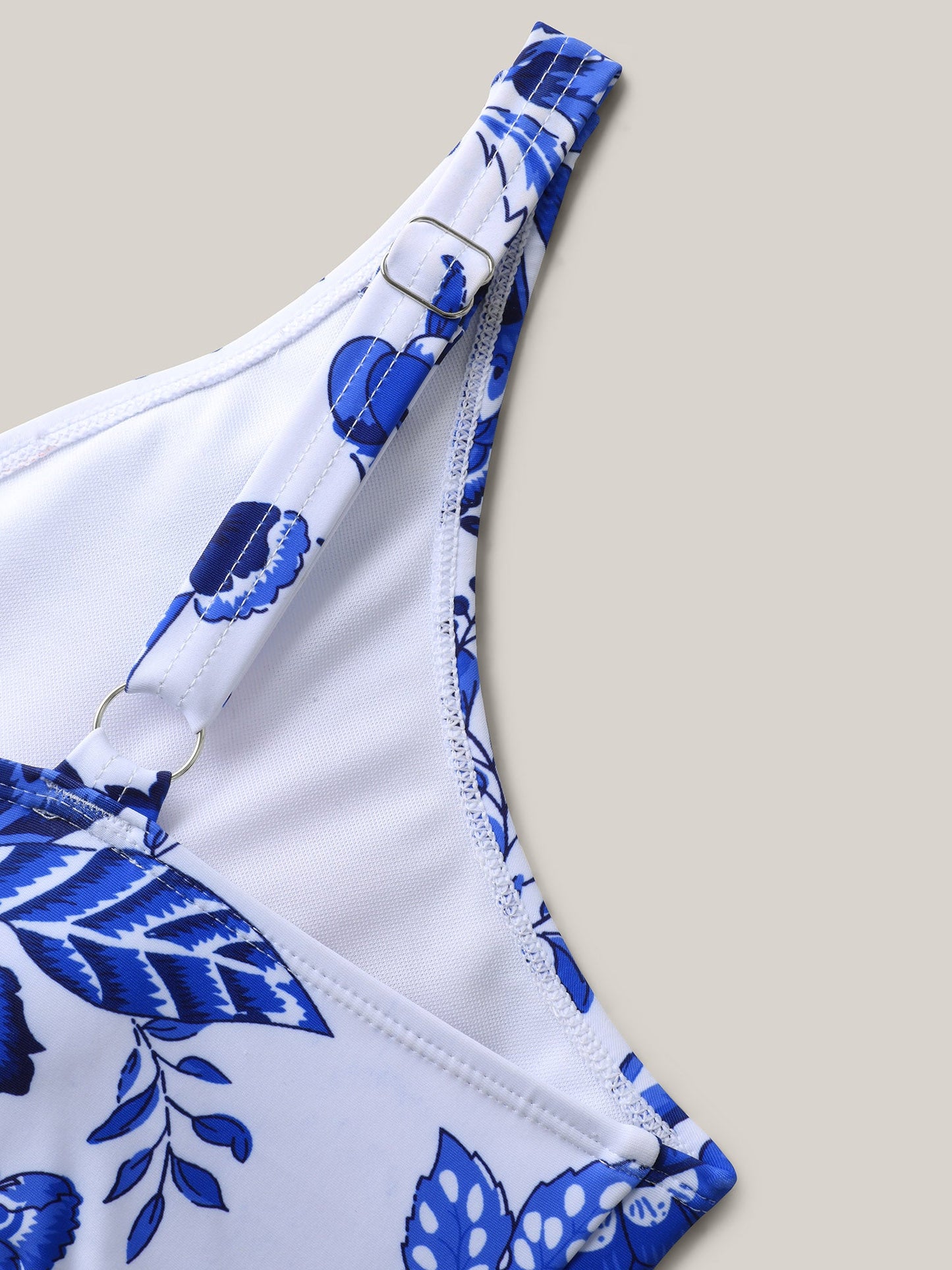 Two-Piece Floral Print Ruched Mesh Swimsuit, Sarong