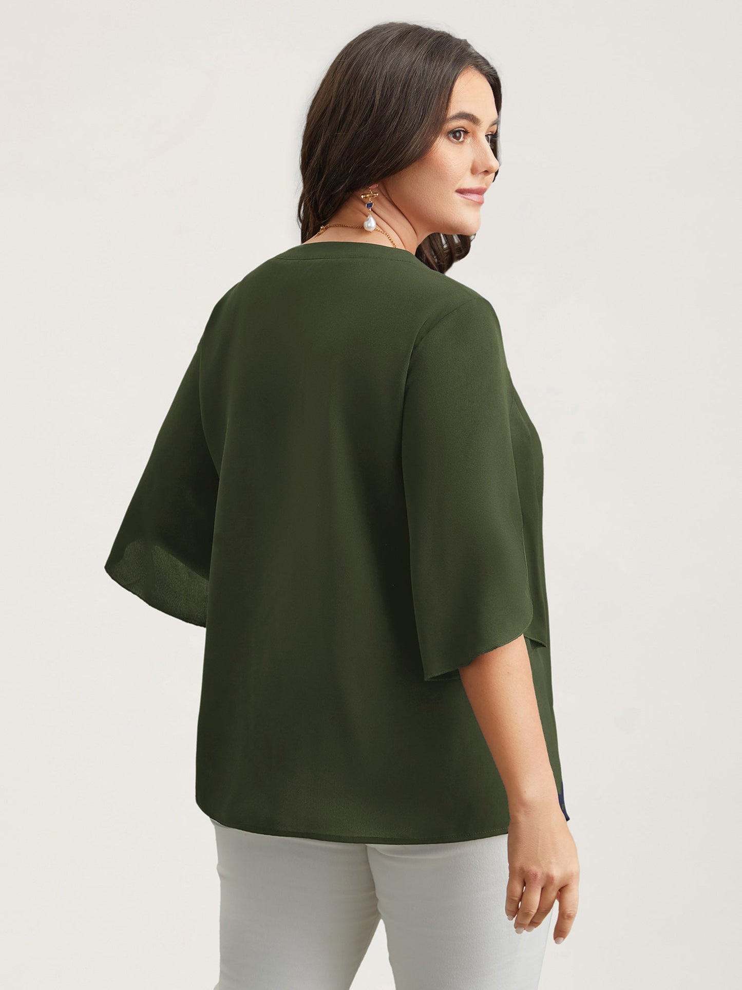Petal Sleeve Toothpick Pleats Shirt
