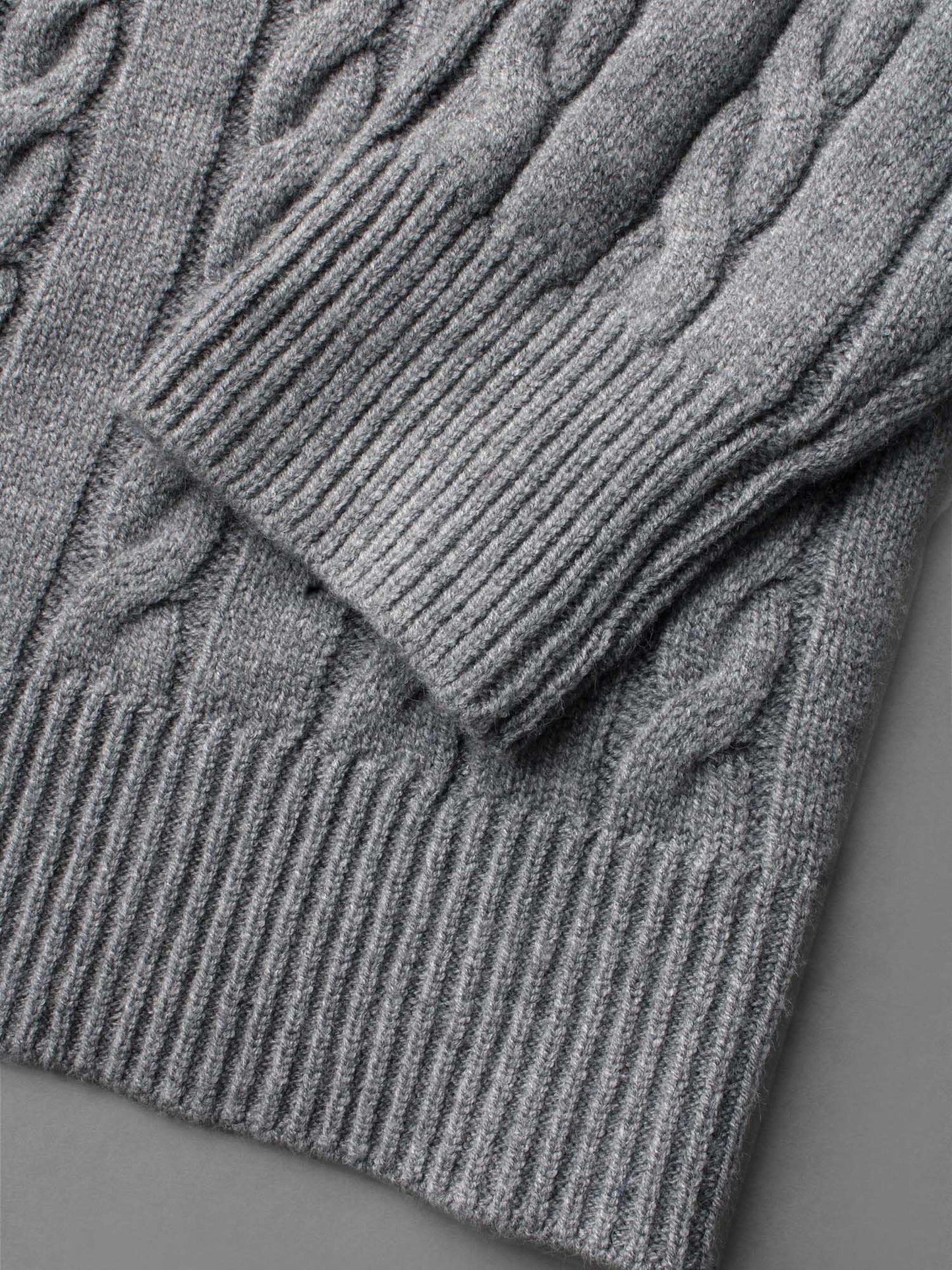 Cable Knit Hooded Zipper Cardigan