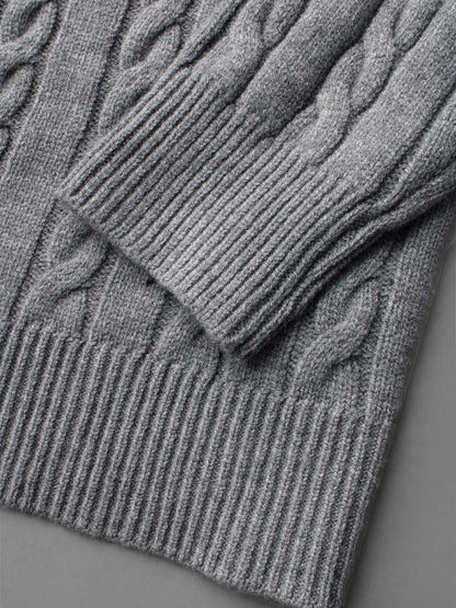 Cable Knit Hooded Zipper Cardigan