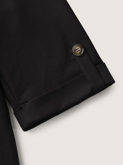 Tab Sleeve Pockets Solid Blazer