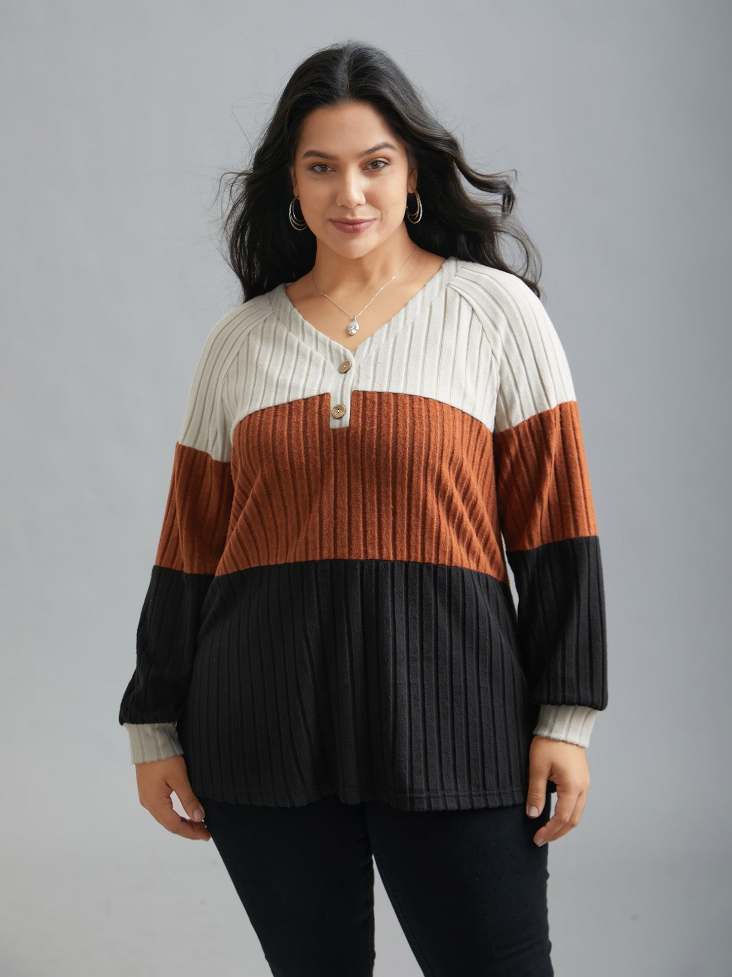 Colorblock Contrast Texture Pit Strip T-shirt