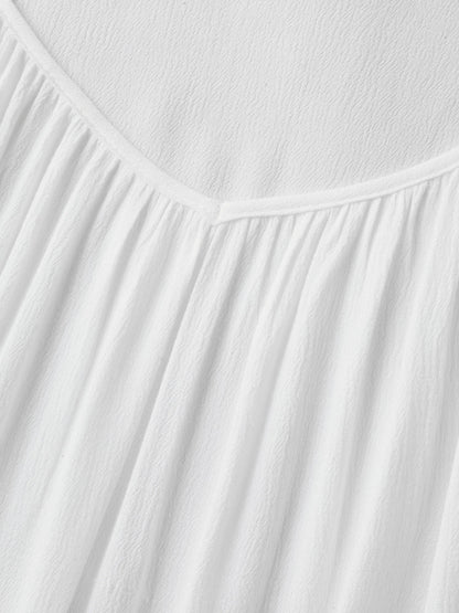 Rayon Flowy Lace Trim Solid Blouse