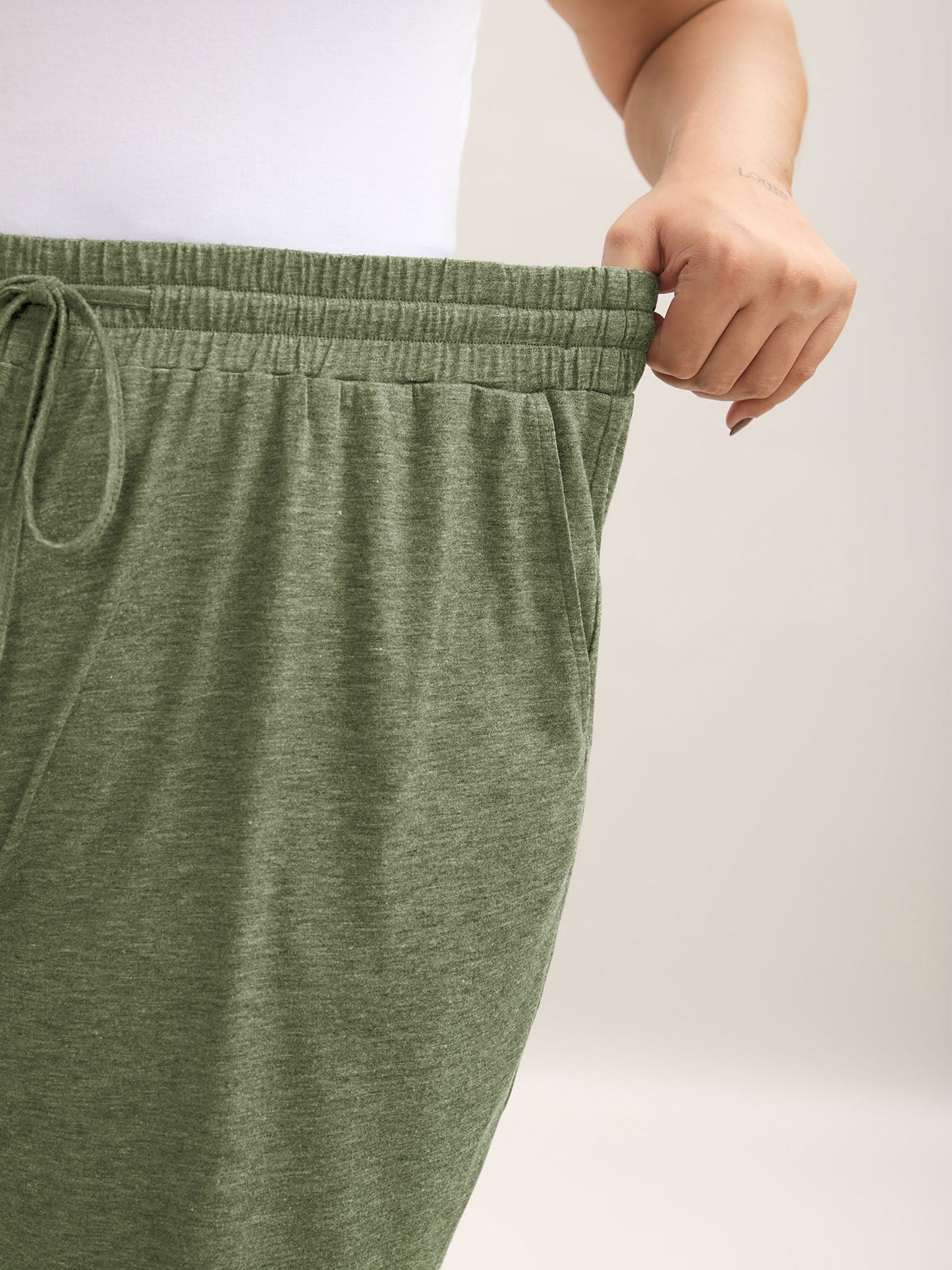 Mixed Color Knit Drawstring Loungewear Bottoms