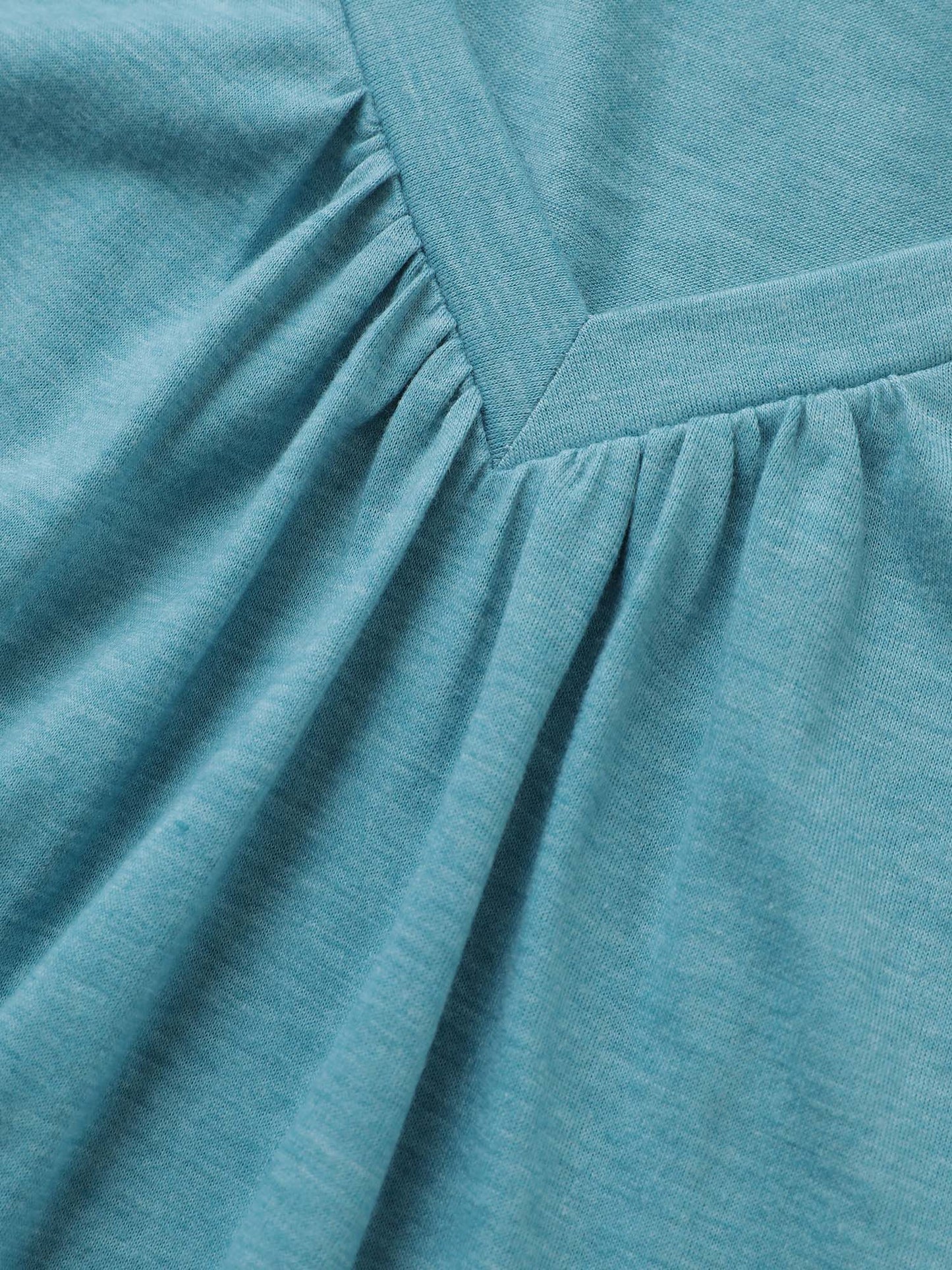 Solid Heather Gathered Ruffle Sleeve T-shirt