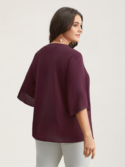 Petal Sleeve Toothpick Pleats Shirt