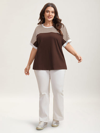 Solid and Striped Contrast Hem T-Shirt