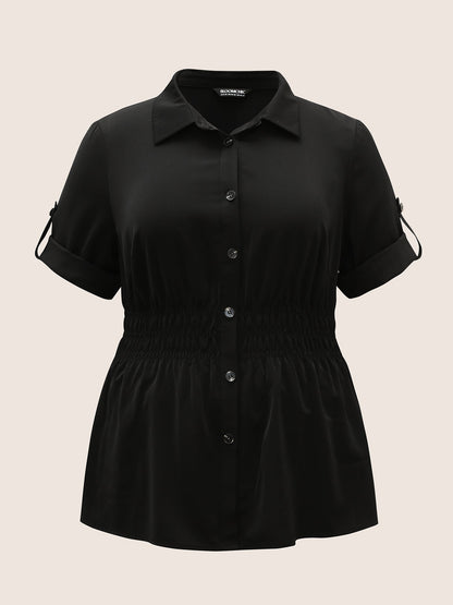 Shirt Collar Button Cuff Sleeve Blouse