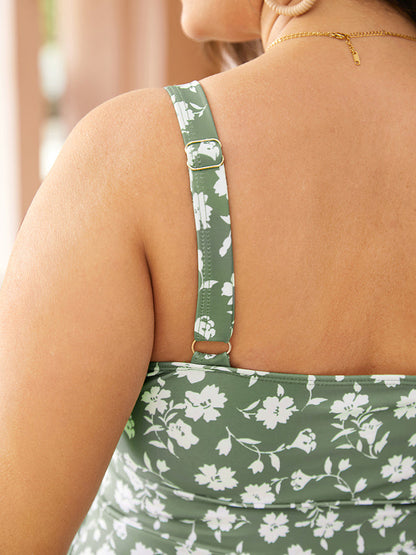 Ditsy Floral Ruched Empire Waist Swim Dress