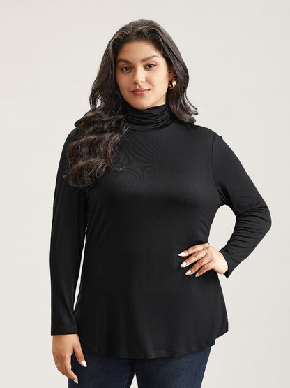 Supersoft Essentials Solid Funnel Neck Knit T-shirt