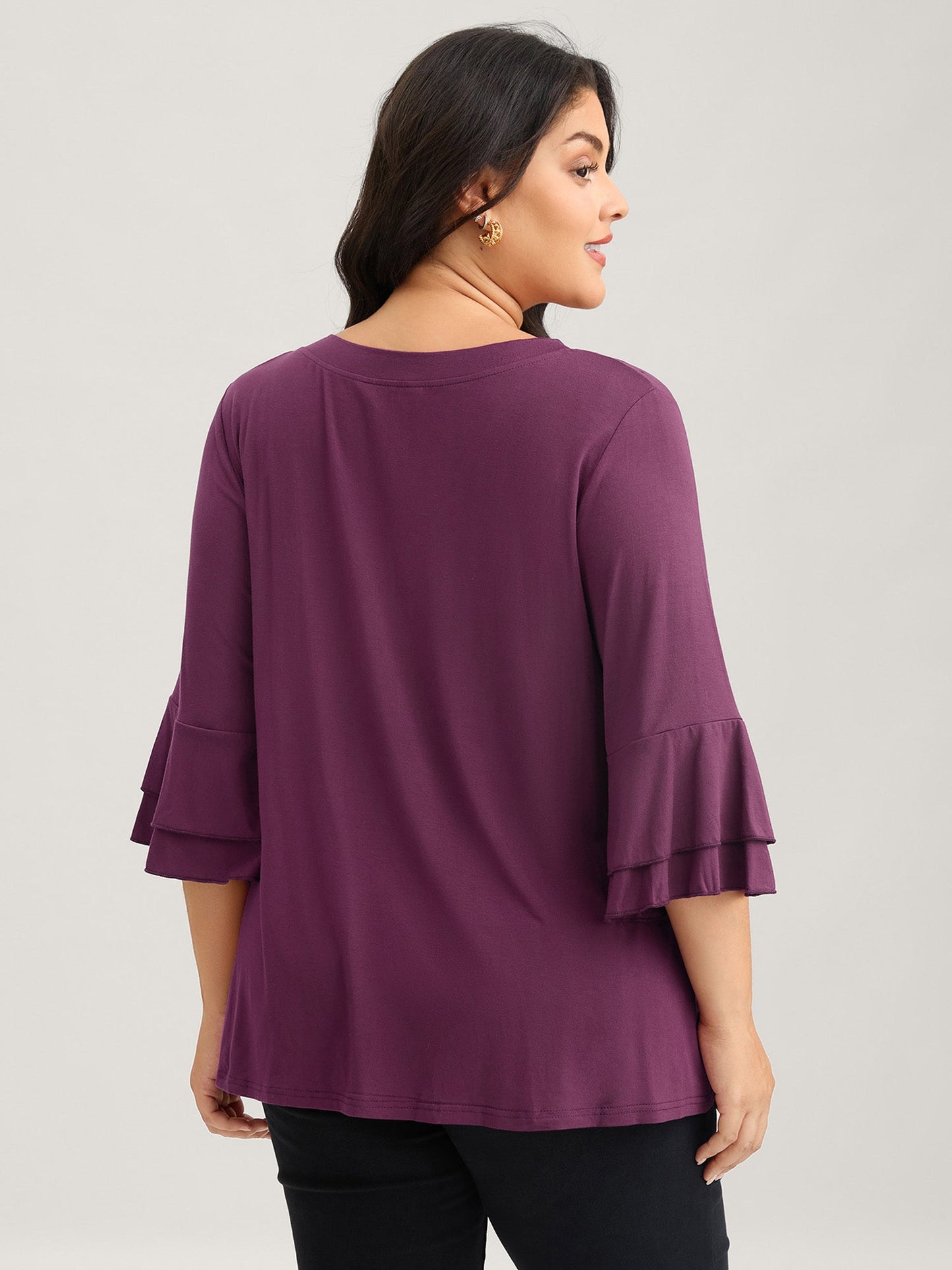 Supersoft Essentials Ruffle Layered Sleeve Pleated T-shirt
